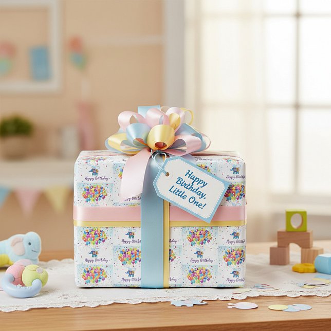 Födelsedags elefant  presentpapper (Skapare uppladdad)