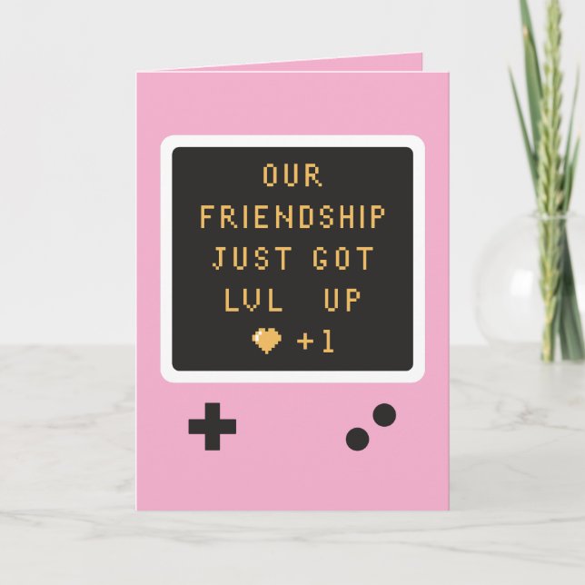 Födelsedags Gameboy Vänskapsnivå Upp  Kort (Framsida)