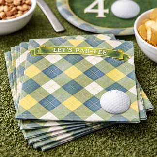 Födelsedags Golf Tema Låt oss Par-tee Pappersservett