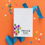 Födelsedags Gratulationskort med ljusa ballonger Tack Kort<br><div class="desc">Perfekt för en ung författare har detta lilla platta tack-kort subtila linjer för att hjälpa nya författare att hålla sina rader raka och ger dem utrymme att skriva ett enkelt tackmeddelande för de presenter de fått efter sin födelsedagsfirande.</div>
