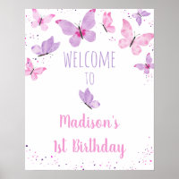 Födelsedags Hälsning Rosa Lila Fjäril