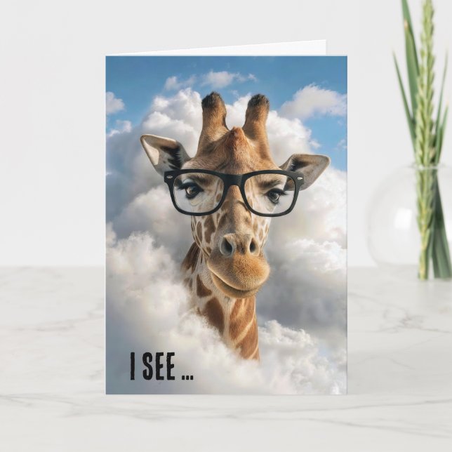 Födelsedags Humor Giraff i moln Kort (Framsida)