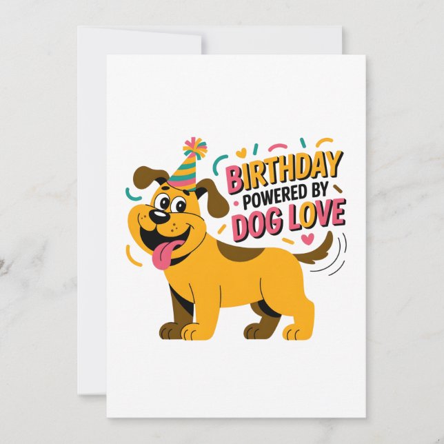 Födelsedags Hund Kärlek Party Illustration Julkort (Framsida)