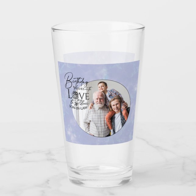 Födelsedags kalligrafi fotodesign för svärson glaskopp (Framsida)