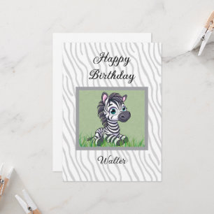 Födelsedags kort för barn med Baby Zebra