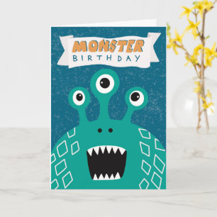 Födelsedags kort för monster för barn