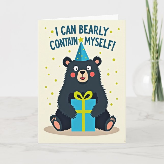 Födelsedags kort för Party Bear (Framsida)