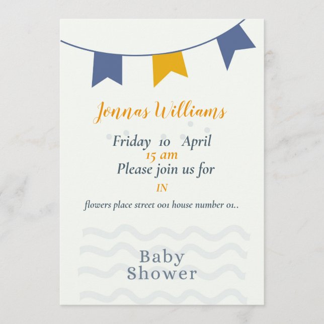 Födelsedags kort för pojkbaby, blått baby shower-k (Framsida)