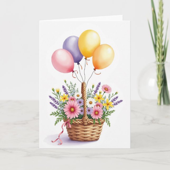 Födelsedags kort med flätad blomning (Framsida)