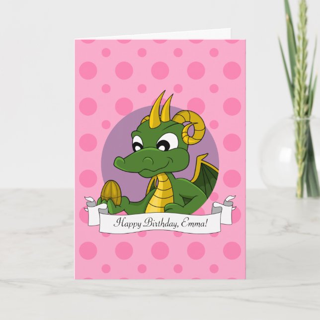 Födelsedags kort med seriefigur drake (Framsida)