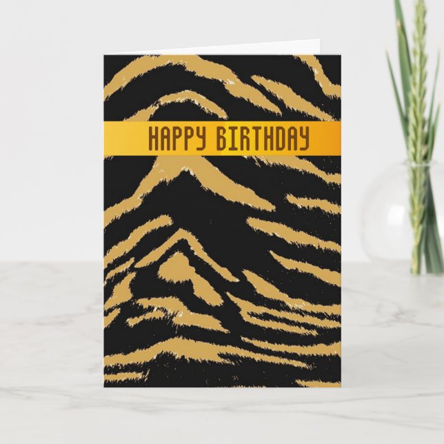 Födelsedags kort med vild tiger (Framsida)
