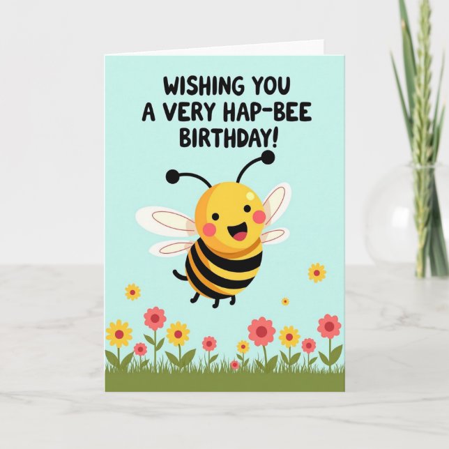 Födelsedags kort med Wishing Bee (Framsida)