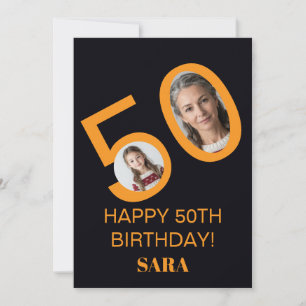 Födelsedags kort Svart Guld 50:e Foto Design