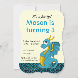 Födelsedags korthälsningar med drak tecknad film inbjudningar