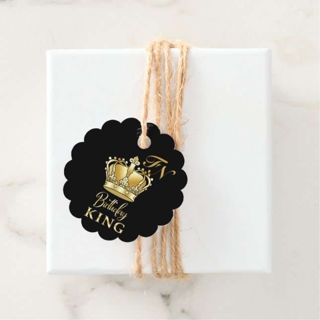 Födelsedags Kung Gold Crown Royal Monogram Lyx Gåvor Etiketter (På plats)