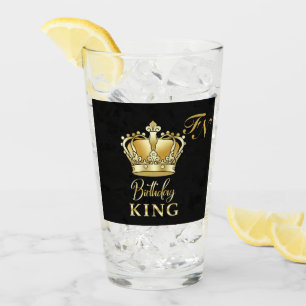 Födelsedags Kung Gold Crown Royal Monogram Lyx Glaskopp