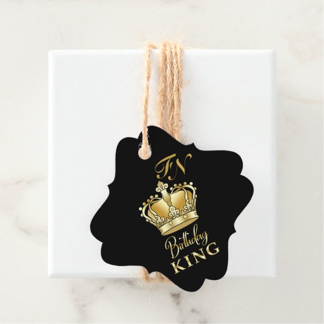 Födelsedags Kung Guld Kron Royal Monogram Lyx Gåvor Etiketter (På plats)