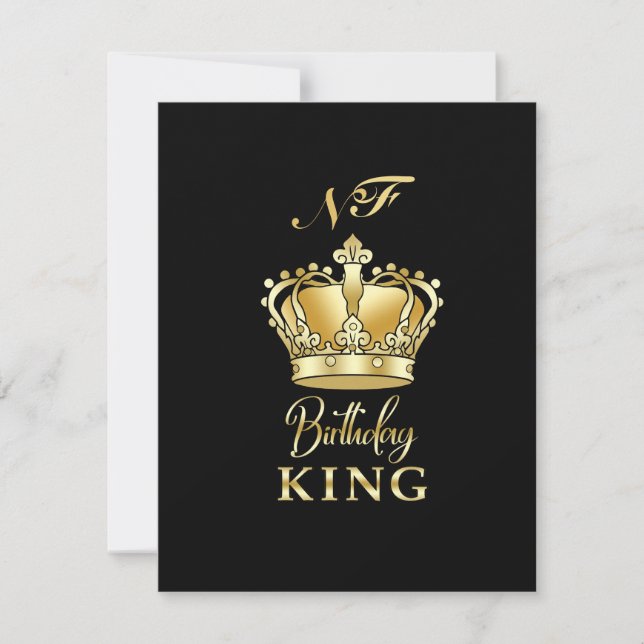 Födelsedags Kung Guld Kron Royal Monogram Lyx OSA Kort (Framsida)