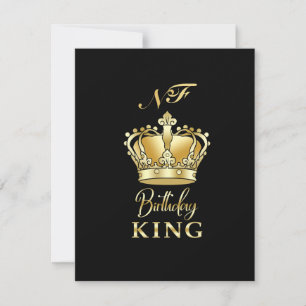 Födelsedags Kung Guld Kron Royal Monogram Lyx OSA Kort