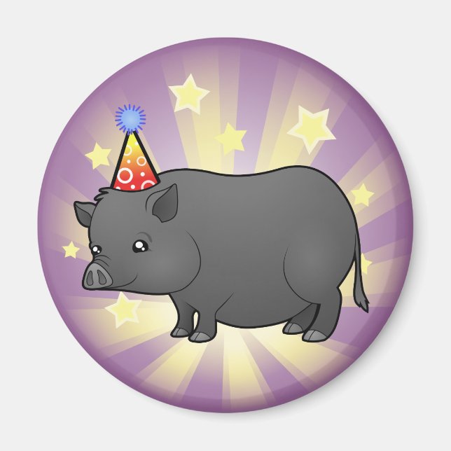 Födelsedags Miniature Pig Magnet (Framsidan)