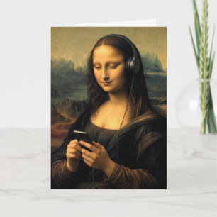 Födelsedags Modern Mona Lisa med Smartphone Kort