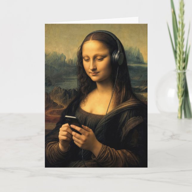 Födelsedags Modern Mona Lisa med Smartphone Kort (Framsida)