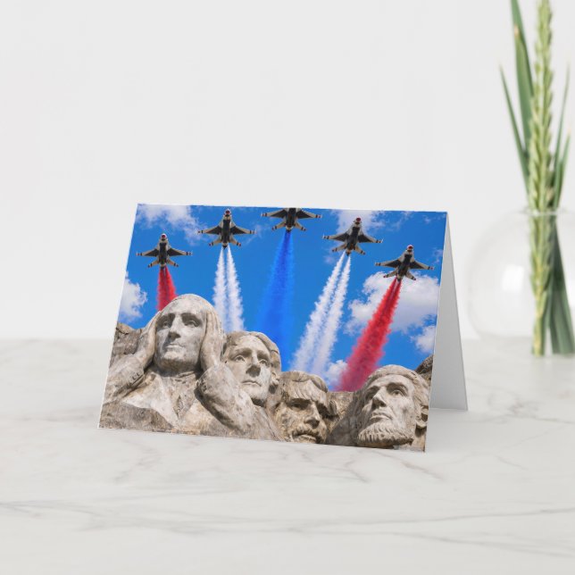 Födelsedags Mount Rushmore jaktplans överflygning Kort (Framsida)