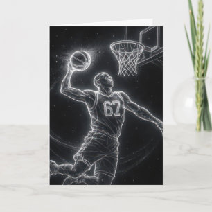 Födelsedags neon basketbollspelare nummer 67 kort