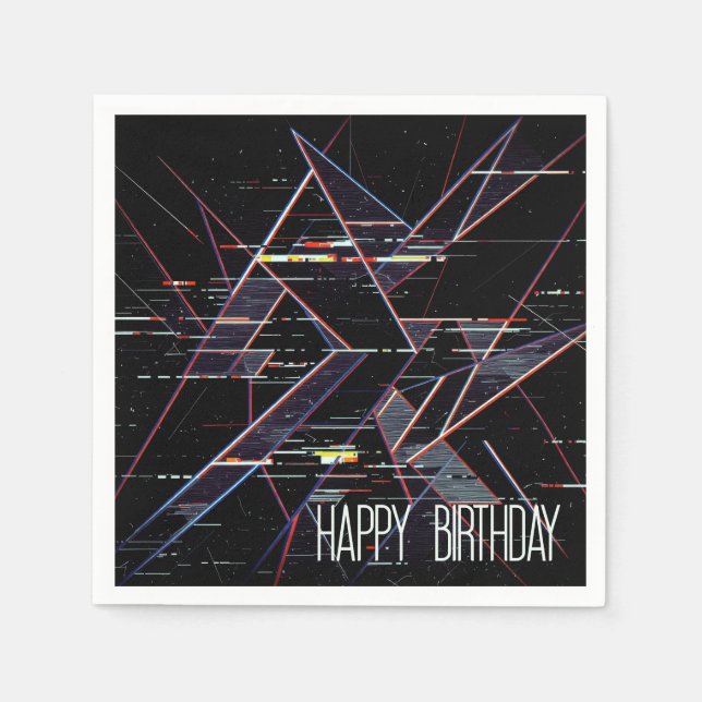 Födelsedags Neon Glitchcore Geometriska Former  Pappersservett (Framsidan)