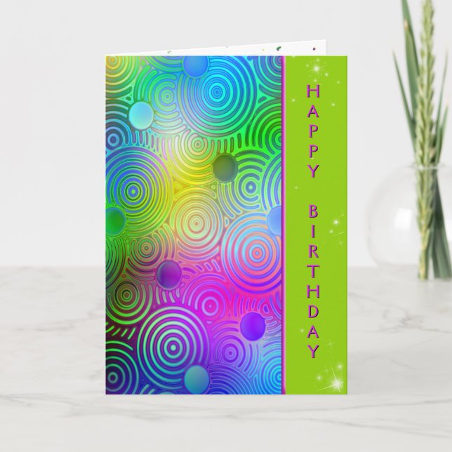 Födelsedags Neon Moderna Cirklar Kort (Framsida)