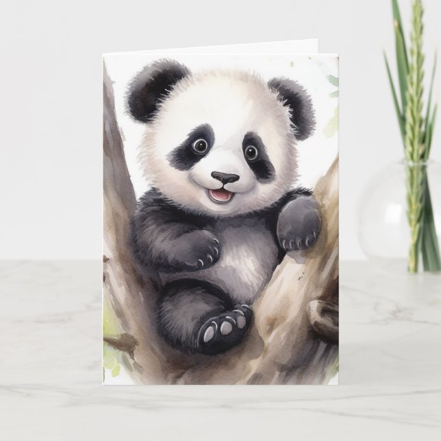 Födelsedags Panda Björn I Träd Kort (Framsida)