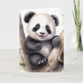 Födelsedags Panda Björn I Träd Kort