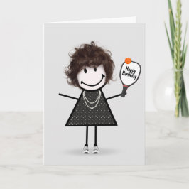 Födelsedags Pickleball Stavfigur Flicka Kort