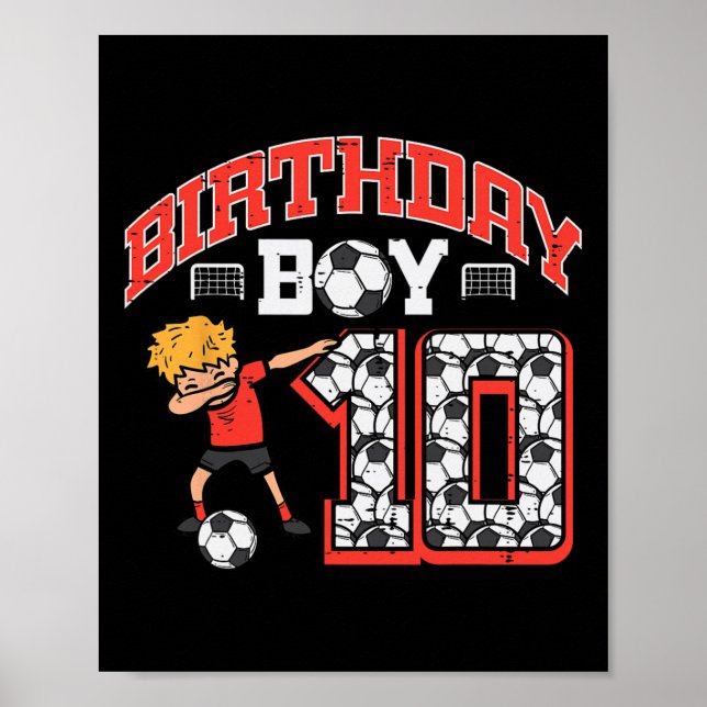 Födelsedags Pojke 10 Fotboll Dab 10-års Födelsedag Poster (Framsidan)