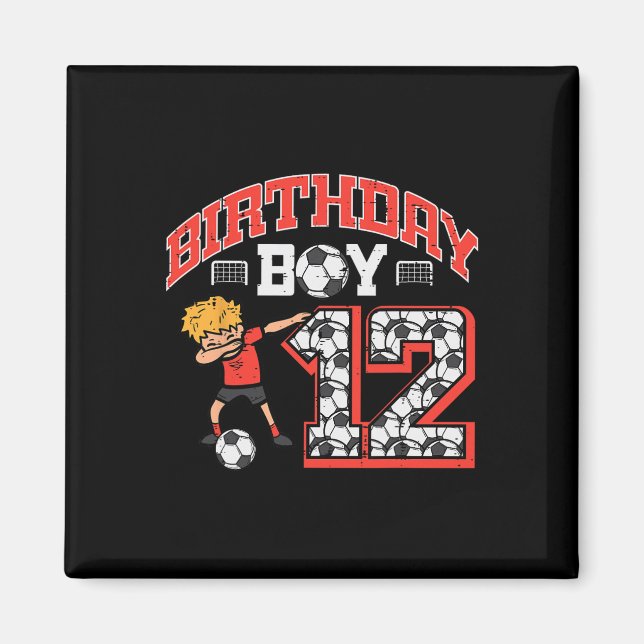 Födelsedags Pojke 12 Fotboll Dab 12 År Gammal Föde Magnet (Framsidan)