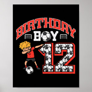 Födelsedags Pojke 12 Fotboll Dab 12 År Gammal Föde Poster