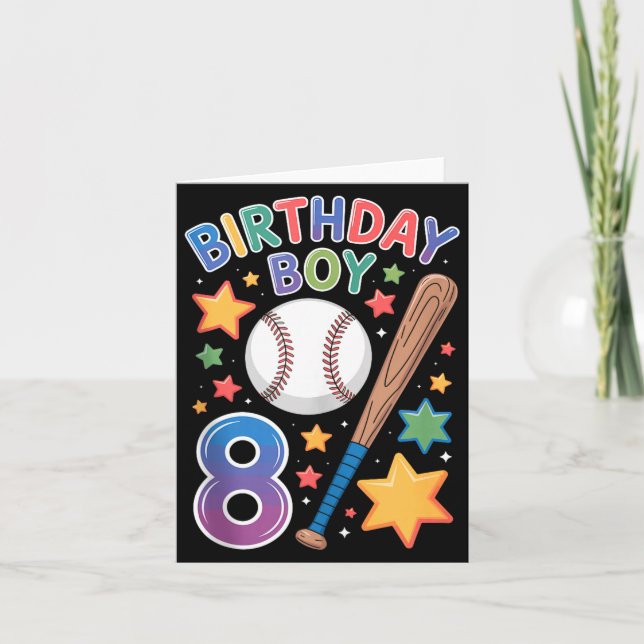 Födelsedags Pojke 8-års Födelsedag Baseball Tank T Kort (Framsida)