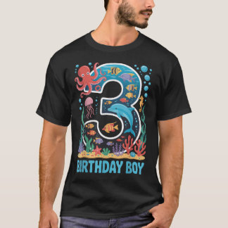 Födelsedags Pojke Akvarium Fisk Strand Ocean 3 År T Shirt