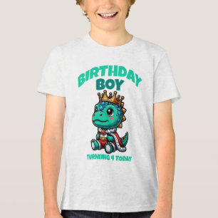 Födelsedags Pojke Dinosaurie T-Shirt Fyller 4 Idag