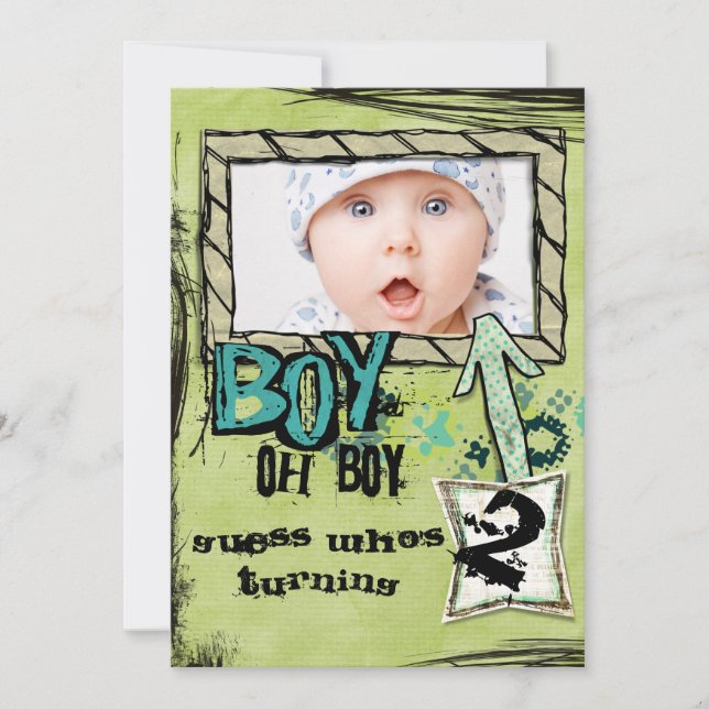 Födelsedags pojke fest inbjudan (Framsida)