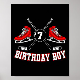 Födelsedags Pojke Ishockeyspelare Sticka Puck Förs Poster