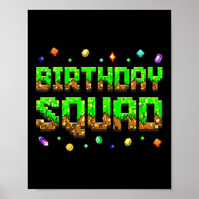 Födelsedags Pojke Kid Födelsedagslag Gamer Pixel F Poster (Framsidan)