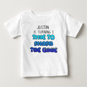 Födelsedags Pojke, namn och ålder, Smash Cake Tröj T Shirt