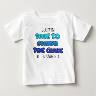Födelsedags Pojke, namn och ålder, Smash Cake Tröj T Shirt