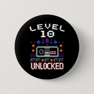 Födelsedags Pojke Nivå 10 Upplåst Roligt Videospel Knapp