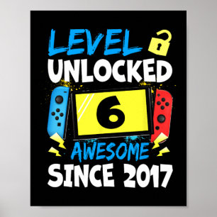 Födelsedags Pojke Nivå 6 Upplåst Fantastisk 2017 V Poster