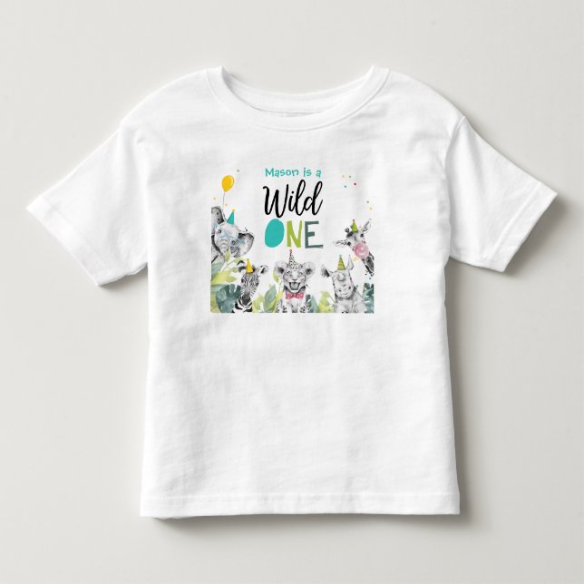 Födelsedags Pojke Vild En Första Födelsedagen  T Shirt (Framsida)