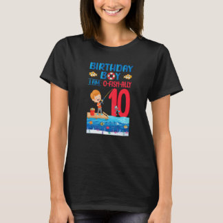 Födelsedags Pojken Jag Är O Fisk Ally 10 År Gammal T Shirt