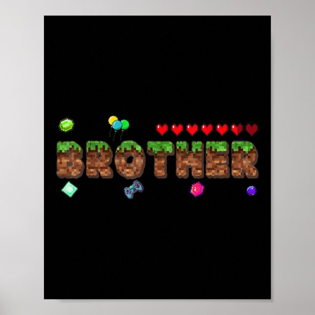 Födelsedags Pojkens Bror Pixel Spel Matchande Fa Poster (Framsidan)