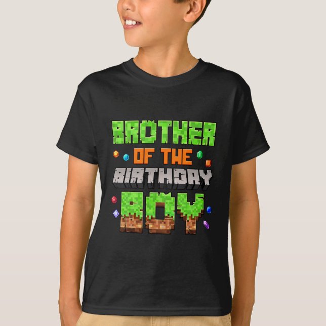 Födelsedags Pojkens Bror Pixel Spel Video Spel T Shirt (Framsida)
